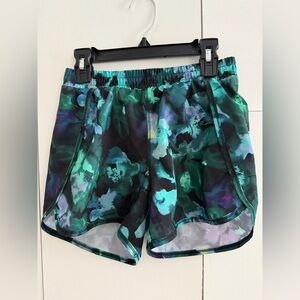 All in Motion Women's Floral Athletic Shorts - Green and Black & Black tank